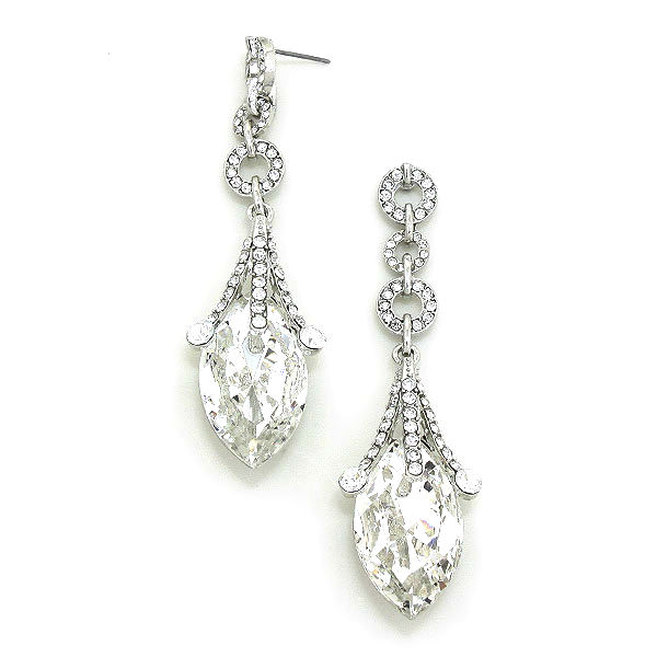 Queen's Glass Jester Crystal Drop Statement Earrings